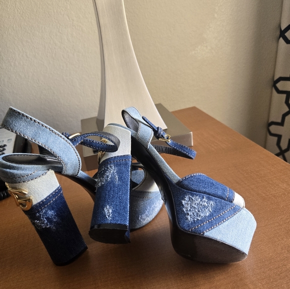 Dolce & Gabbana Women's Blue Denim Platform Heels - Picture 2 of 3